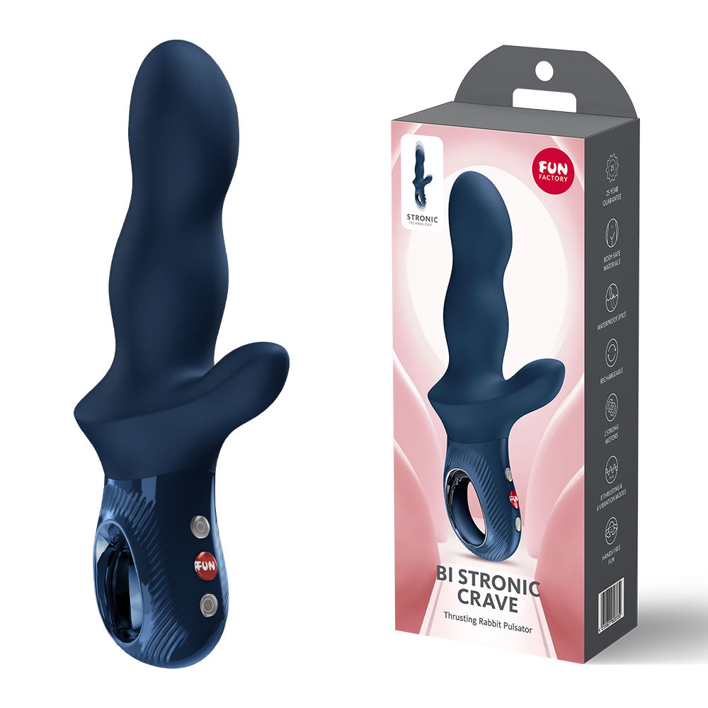 Fun Factory Bi Stronic Crave (Nightblue) – USB-C Rechargeable 21cm Thrusting Vibrator > Vibrators > Ladies > Rabbit - Tophatter Daily Deals