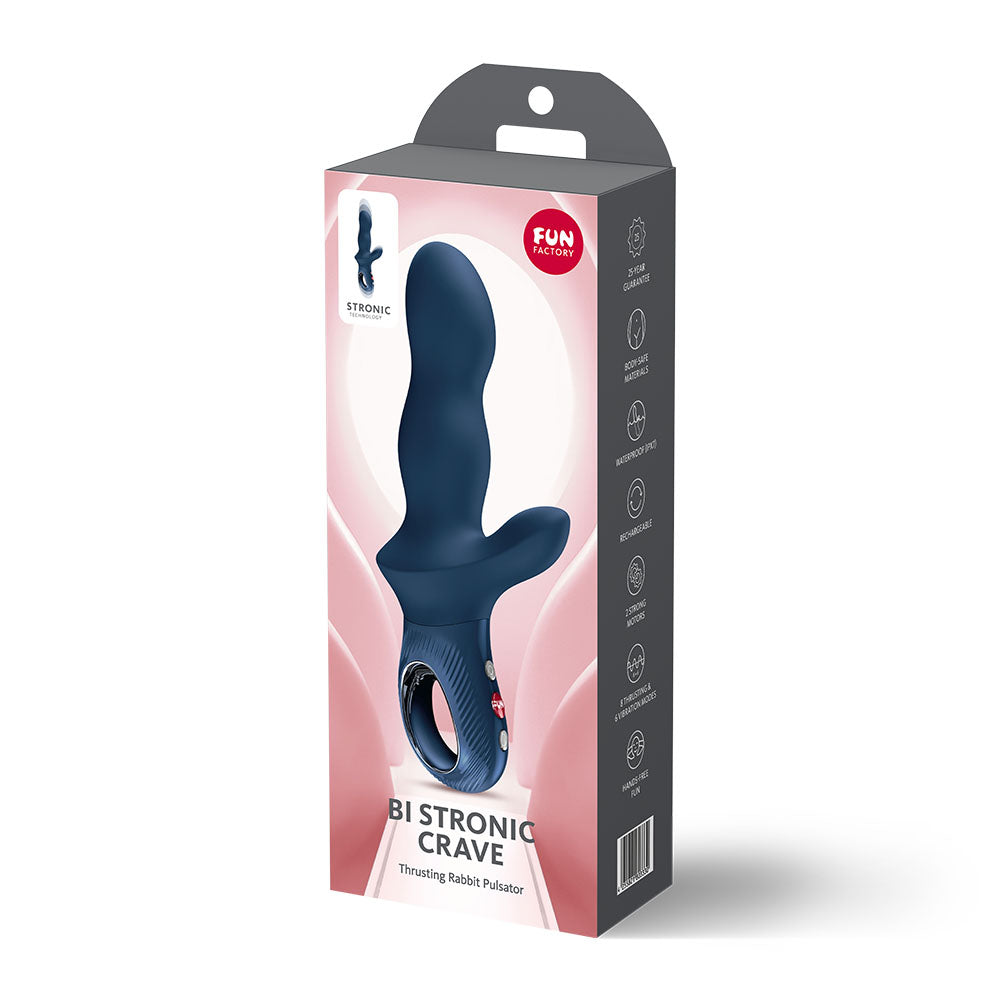 Fun Factory Bi Stronic Crave (Nightblue) – USB-C Rechargeable 21cm Thrusting Vibrator > Vibrators > Ladies > Rabbit - Tophatter Daily Deals
