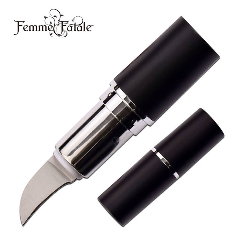 Lipstick Hidden Knife Black 2.75" Concealed 1" Blade Self Defense - Tophatter's Guns'N'Weapons Store Collectible Weapons - Tophatter Daily Deals