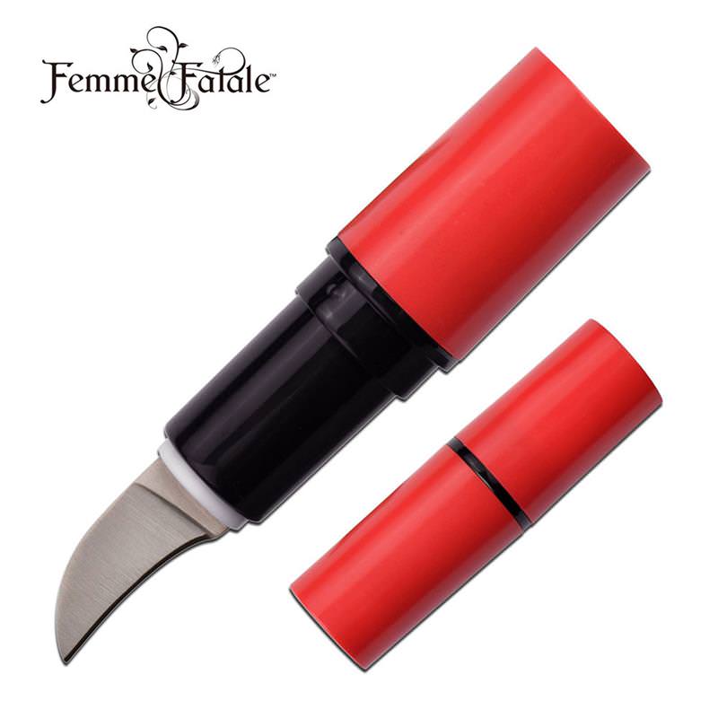 Lipstick Hidden Knife Red 2.75" Concealed 1" Blade Self Defense - Tophatter's Guns'N'Weapons Store Collectible Weapons - Tophatter Daily Deals