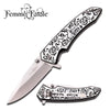 Black Rose Texture Handle Spring Assisted Opening Knife - TOPHATTER'S ARMORY DEALS Collectible Weapons - Tophatter Daily Deals
