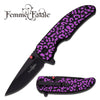Purple Leopard Texture Handle Spring Assisted Opening Knife - TOPHATTER'S ARMORY DEALS Collectible Weapons - Tophatter Daily Deals