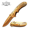 4 Inch Closed Gold Rose Handle Spring Assisted Folding Knife - TOPHATTER'S ARMORY DEALS Collectible Weapons - Tophatter Daily Deals