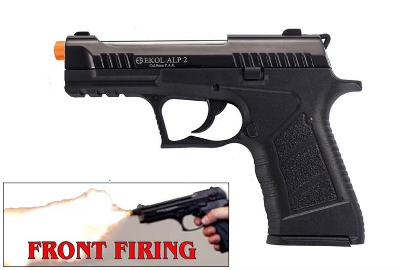 EKOL ALP2 Black Finish 9mm Sub-Compact V92F Model Front Firing Blank Gun Collectible Weapons - Tophatter Daily Deals