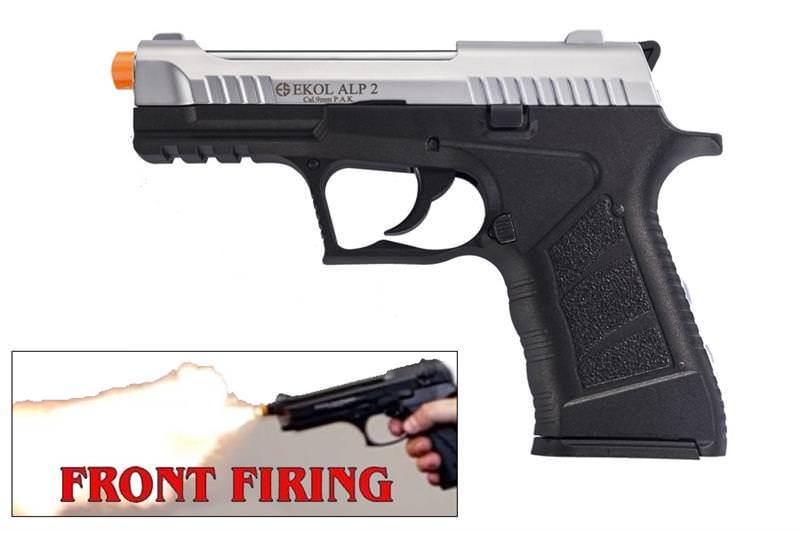 EKOL ALP2 Nickel Finish 9mm Sub-Compact V92F Model Front Firing Blank Gun - Tophatter's Army Products & Self Defense Collectible Weapons - Tophatter Daily Deals