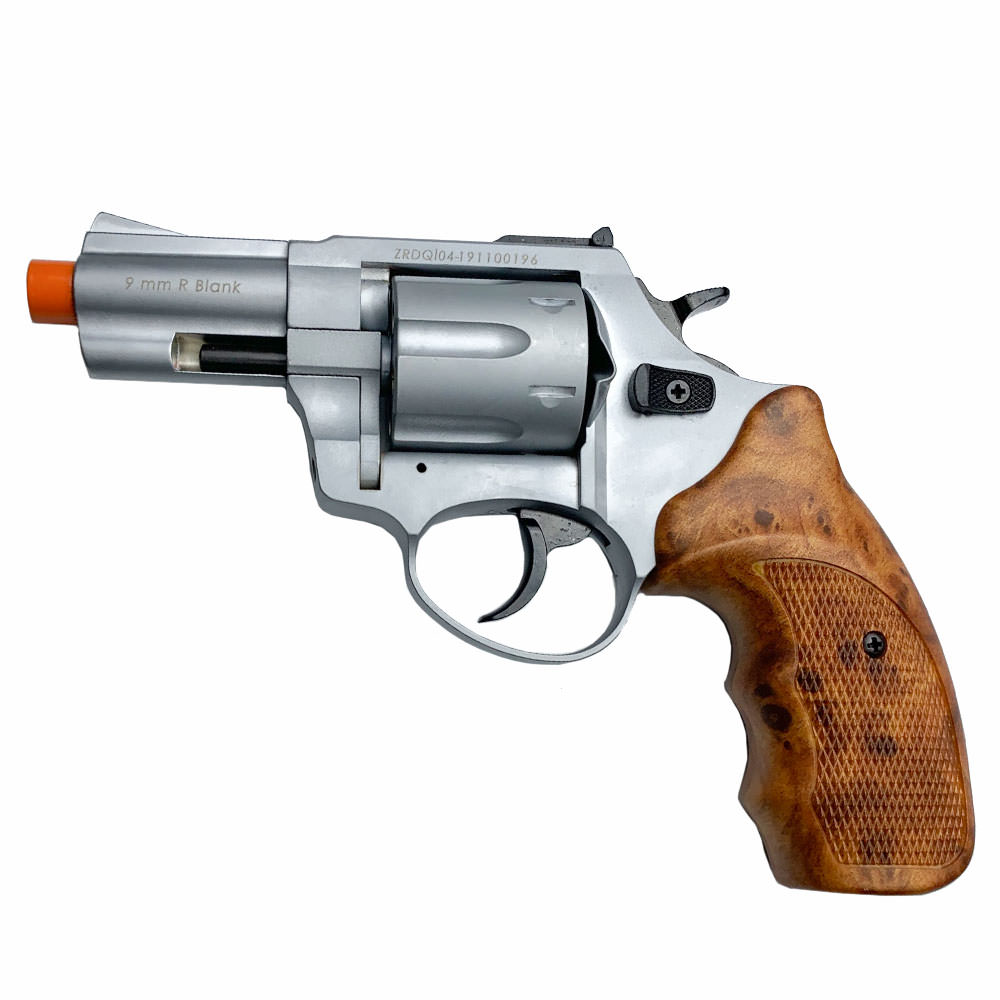 Zoraki R1 Silver 2.5" Barrel - Front Firing Blank Gun Revolver Simulated Wood Grips Collectible Weapons - Tophatter Daily Deals