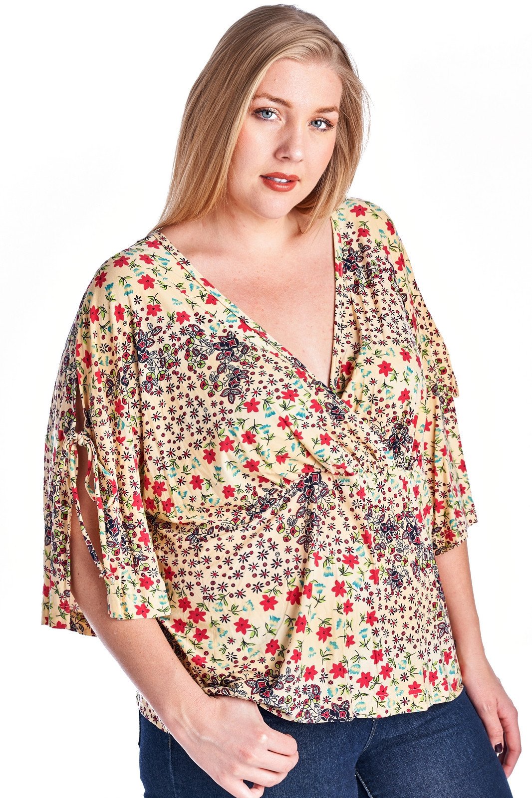 Women's Plus Size Floral Printed Wrap Top Plus Size / Tops - Tophatter Daily Deals