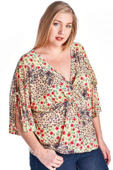 Women's Plus Size Floral Printed Wrap Top Plus Size / Tops - Tophatter Daily Deals