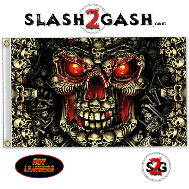 Hot Leathers Skull Made Of Skulls Flag 3 x 5 w/ Grom LIMITED EDITION Flag - Tophatter Daily Deals
