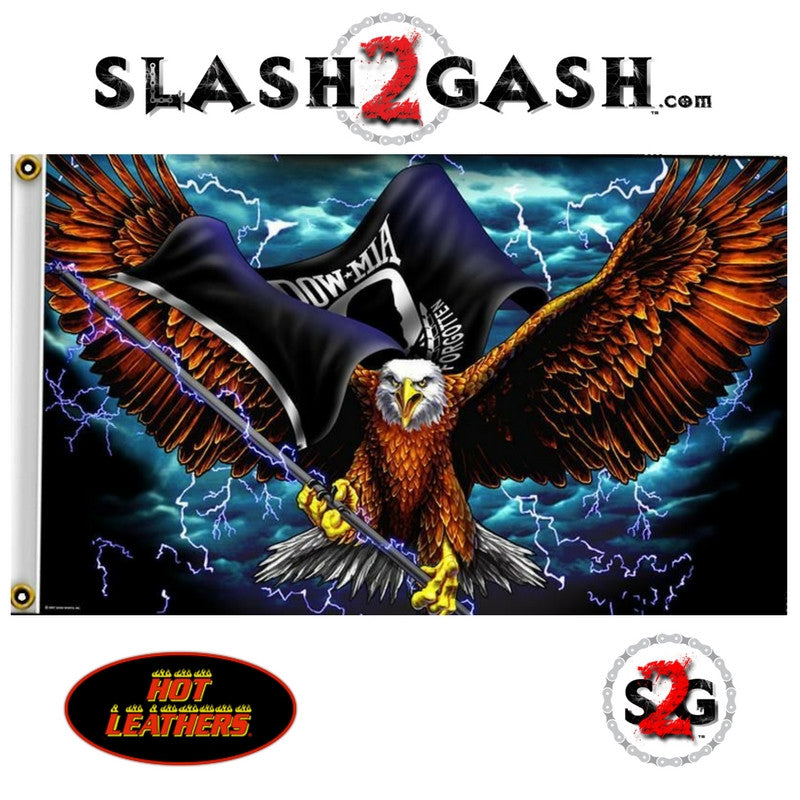 Hot Leathers Eagle POW MIA Lightning Flag 3 x 5 w/ Grom LIMITED EDITION Flag - Tophatter Daily Deals