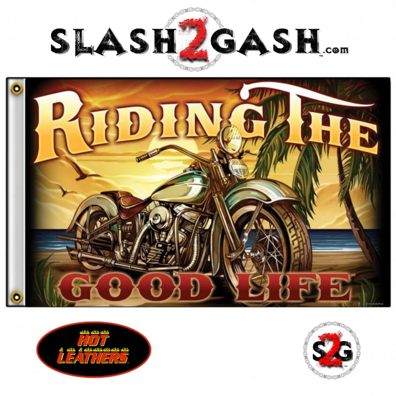 Riding The Good Life Biker Flag 3 x 5 Chopper On The Beach Flag - Tophatter Daily Deals
