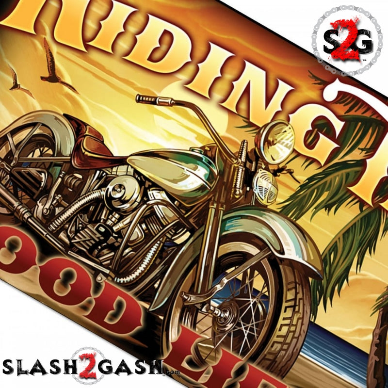 Riding The Good Life Biker Flag 3 x 5 Chopper On The Beach Flag - Tophatter Daily Deals