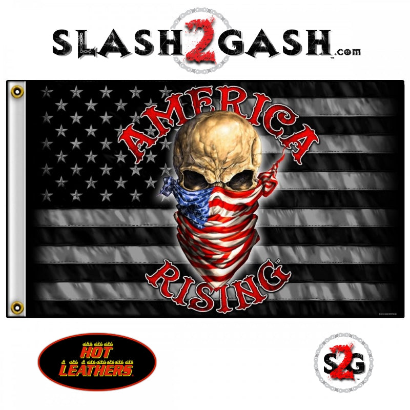 America Rising Flag 3 x 5 w/ Gray American Flag & Bandana Skull Flag - Tophatter Daily Deals