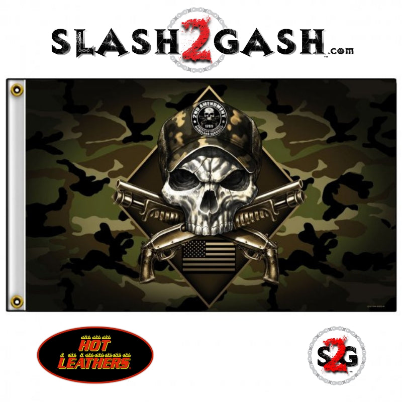 Camo Skull 2nd Amendment Flag 3 x 5 w/ Crossed Shotguns Flag - Tophatter Daily Deals