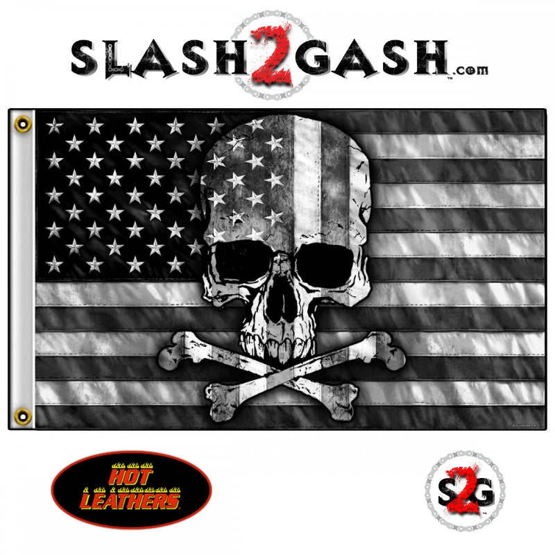 Gray Skull Flag 3 x 5 w/ Grey American Flag & Crossbones Flag - Tophatter Daily Deals
