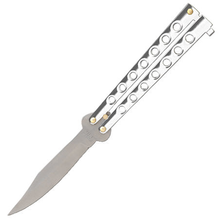 Silver Classical Butterfly Knife - TOPHATTER'S ARMORY DEALS Collectible Weapons - Tophatter Daily Deals