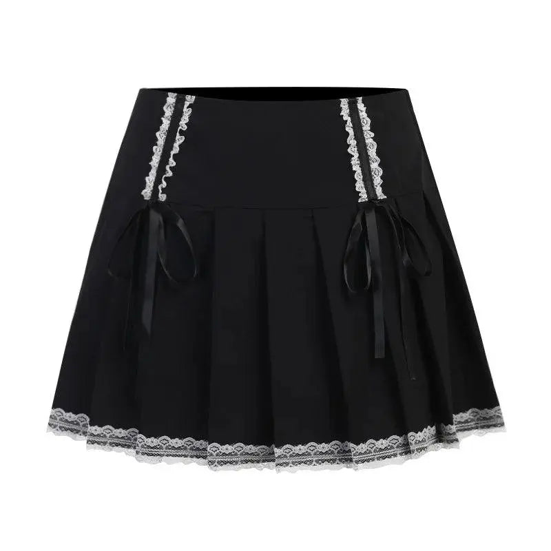 FICHOR Mall Goth Gothic Lace Ruffle Mini Skirts Womens Harajuku Fairy Grunge Pink Plaid Pleated Skirt Japanese Lolita Streetwear 21134 - Tophatter Daily Deals