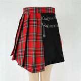 FICHOR Mall Goth Gothic Lace Ruffle Mini Skirts Womens Harajuku Fairy Grunge Pink Plaid Pleated Skirt Japanese Lolita Streetwear - Tophatter Daily Deals