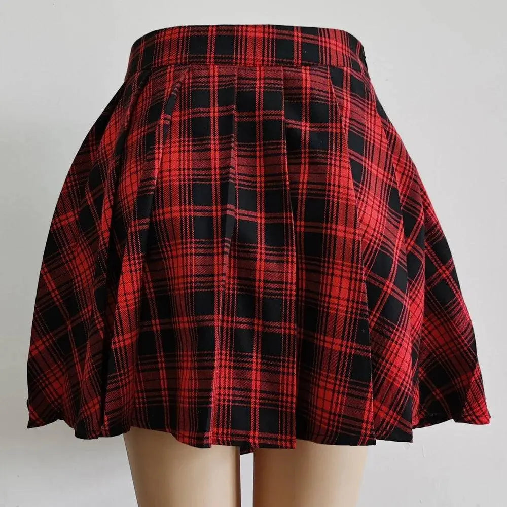 FICHOR Mall Goth Gothic Lace Ruffle Mini Skirts Womens Harajuku Fairy Grunge Pink Plaid Pleated Skirt Japanese Lolita Streetwear - Tophatter Daily Deals