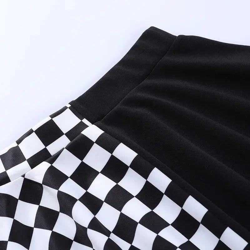 FICHOR Punk Skirt Gothic Plaid A Line Mini Harajuku Streetwear Sexy Plaid Patchwork Skirt E Girl Grunge Y2K Club Wear - Tophatter Daily Deals