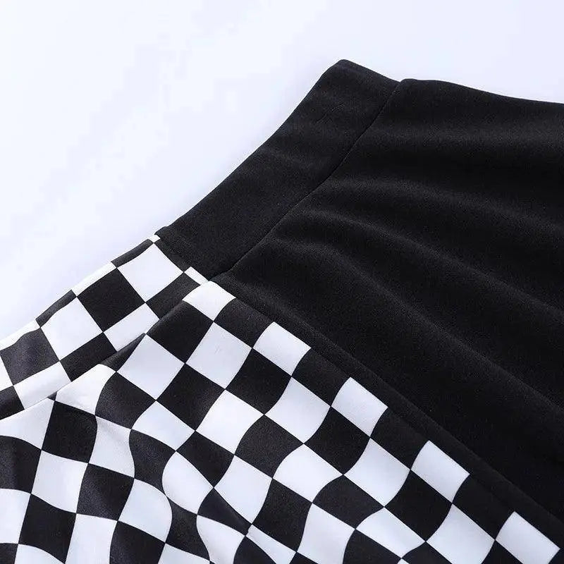 FICHOR Punk Skirt Gothic Plaid A Line Mini Harajuku Streetwear Sexy Plaid Patchwork Skirt E Girl Grunge Y2K Club Wear - Tophatter Daily Deals