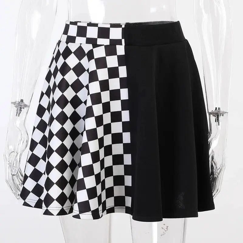 FICHOR Punk Skirt Gothic Plaid A Line Mini Harajuku Streetwear Sexy Plaid Patchwork Skirt E Girl Grunge Y2K Club Wear 9538 - Tophatter Daily Deals