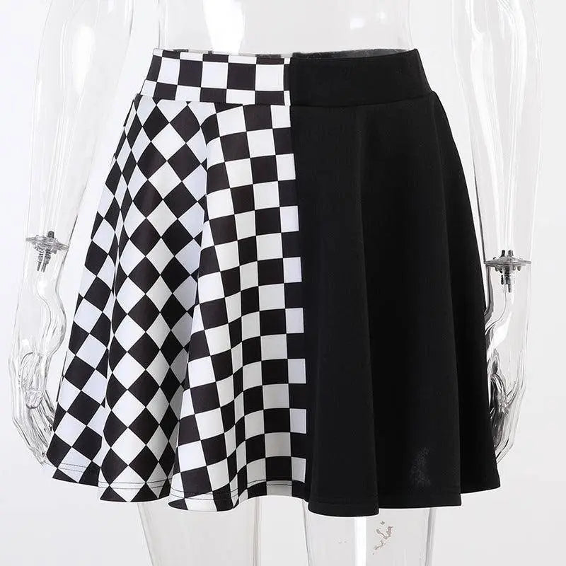 FICHOR Punk Skirt Gothic Plaid A Line Mini Harajuku Streetwear Sexy Plaid Patchwork Skirt E Girl Grunge Y2K Club Wear - Tophatter Daily Deals
