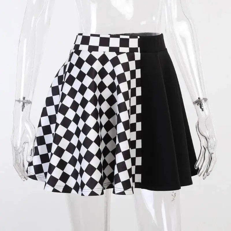 FICHOR Punk Skirt Gothic Plaid A Line Mini Harajuku Streetwear Sexy Plaid Patchwork Skirt E Girl Grunge Y2K Club Wear - Tophatter Daily Deals