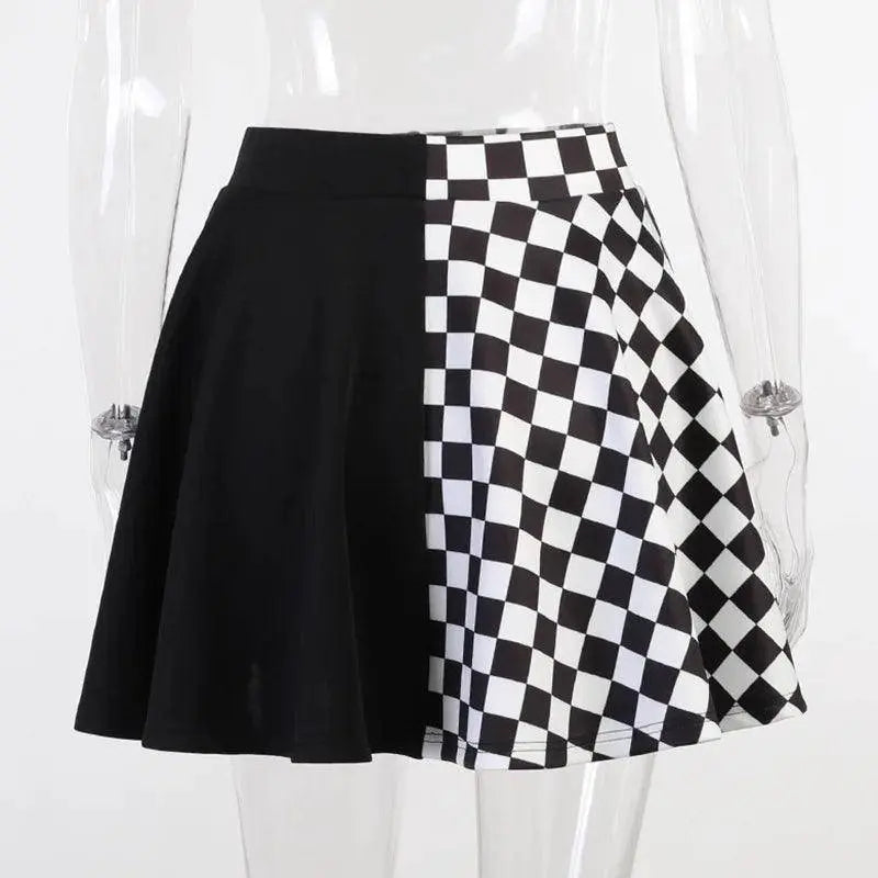 FICHOR Punk Skirt Gothic Plaid A Line Mini Harajuku Streetwear Sexy Plaid Patchwork Skirt E Girl Grunge Y2K Club Wear - Tophatter Daily Deals