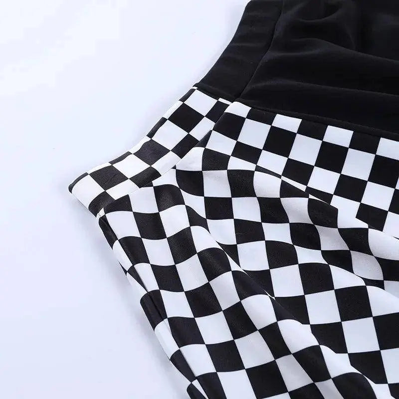 FICHOR Punk Skirt Gothic Plaid A Line Mini Harajuku Streetwear Sexy Plaid Patchwork Skirt E Girl Grunge Y2K Club Wear - Tophatter Daily Deals