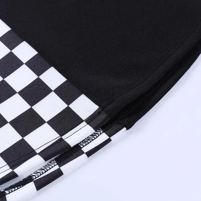 FICHOR Punk Skirt Gothic Plaid A Line Mini Harajuku Streetwear Sexy Plaid Patchwork Skirt E Girl Grunge Y2K Club Wear - Tophatter Daily Deals