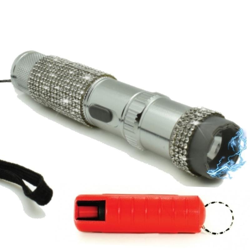 Fire & Ice Rhinestone Stun Gun and Pepper Spray Self Defense Kit Package Deals - Tophatter Daily Deals