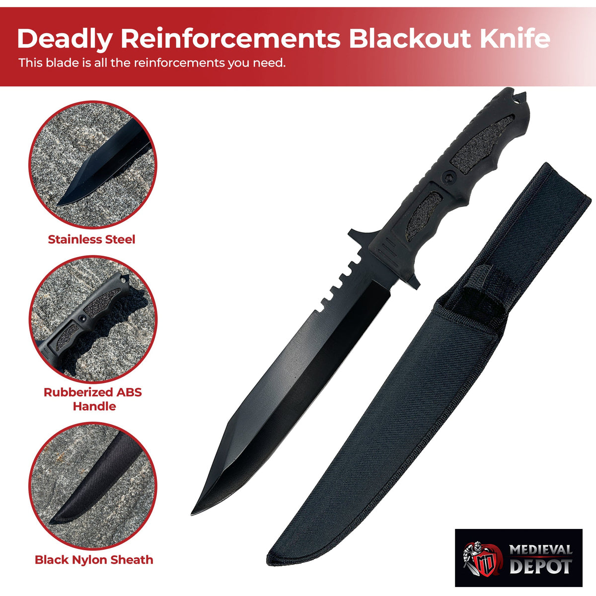 Fixed Deadly Reinforcements Blackout Knife knives - Tophatter Daily Deals