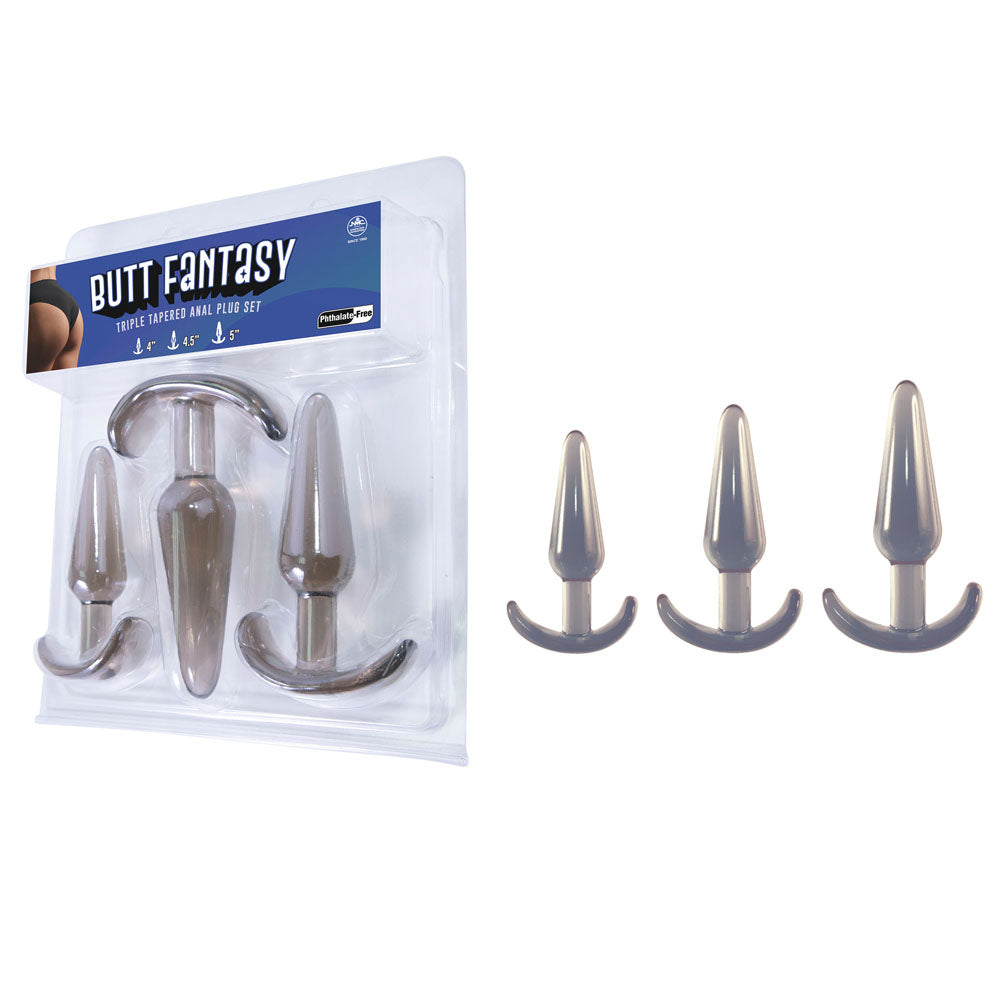 Butt Fantasy Triple Tapered Anal Plug Set – Phthalate-Free Small, Medium, Large Anal Plugs > Anal Range > Butt Plug Kits - Tophatter Daily Deals