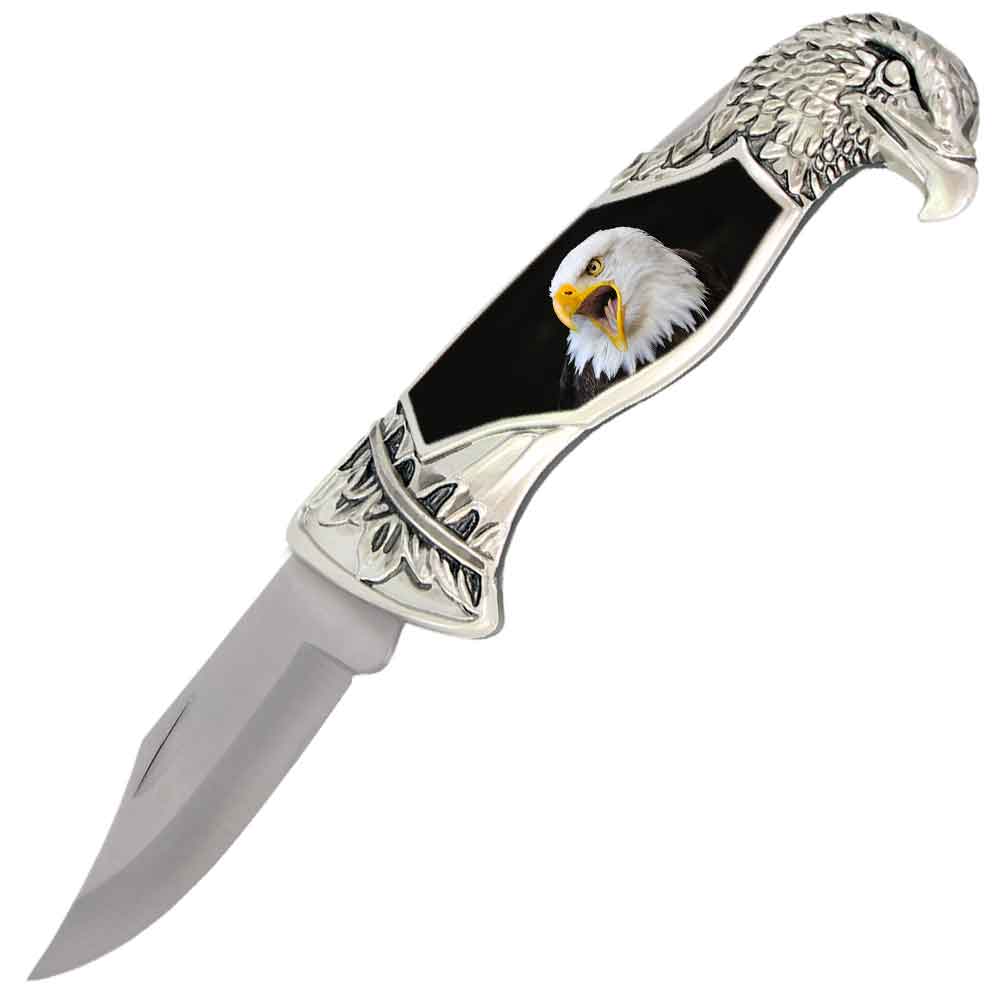 8" Overall Eagle Head Lockback Folding Pocket Knife in a Gift Box Style-1 - Tophatter's Guns'N'Weapons Store - FREE SHIPPING Collectible Weapons - Tophatter Daily Deals
