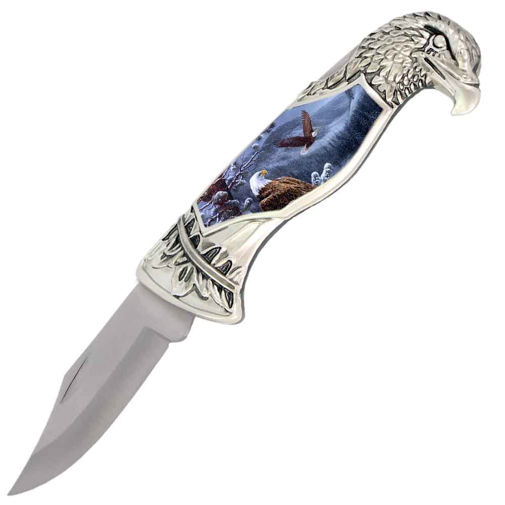 8" Overall Eagle Head Lockback Folding Pocket Knife in a Gift Box Style-2 Collectible Weapons - Tophatter Daily Deals
