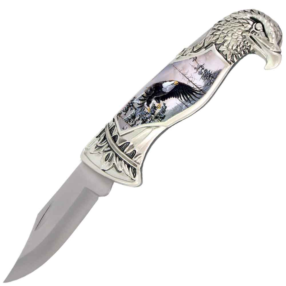 8" Overall Eagle Head Lockback Folding Pocket Knife in a Gift Box Style-3 Collectible Weapons - Tophatter Daily Deals