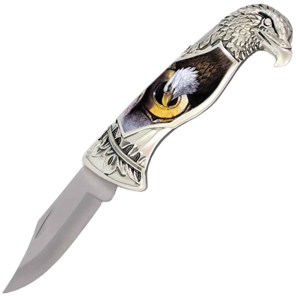 8" Overall Eagle Head Lockback Folding Pocket Knife in a Gift Box Style-4 - Tophatter's Guns'N'Weapons Store Collectible Weapons - Tophatter Daily Deals