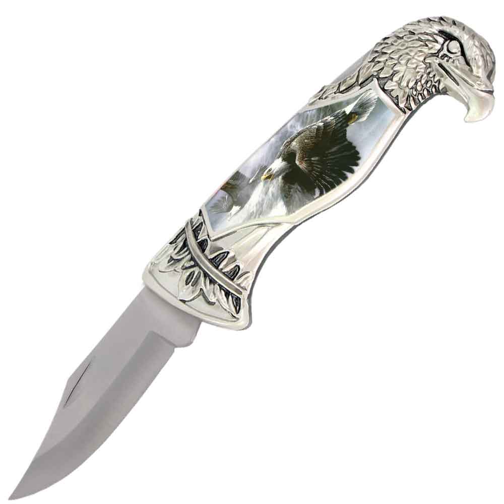 8" Overall Eagle Head Lockback Folding Pocket Knife in a Gift Box Style-5 - Tophatter's Guns'N'Weapons Store Collectible Weapons - Tophatter Daily Deals