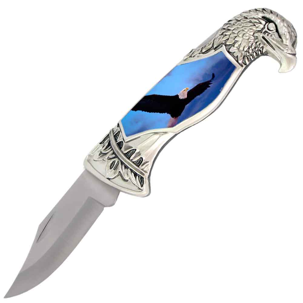 8" Overall Eagle Head Lockback Folding Pocket Knife in a Gift Box Style-6 Collectible Weapons - Tophatter Daily Deals