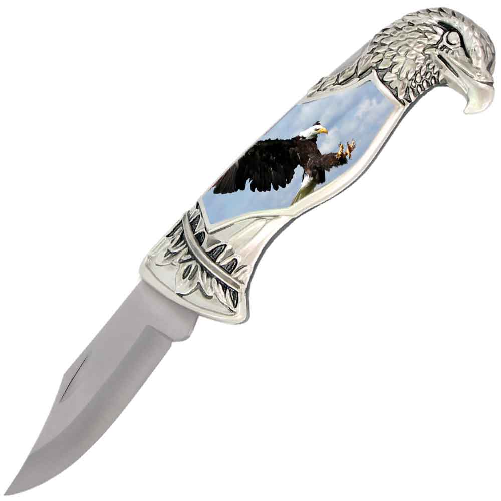 8" Overall Eagle Head Lockback Folding Pocket Knife in a Gift Box Style-8 Collectible Weapons - Tophatter Daily Deals