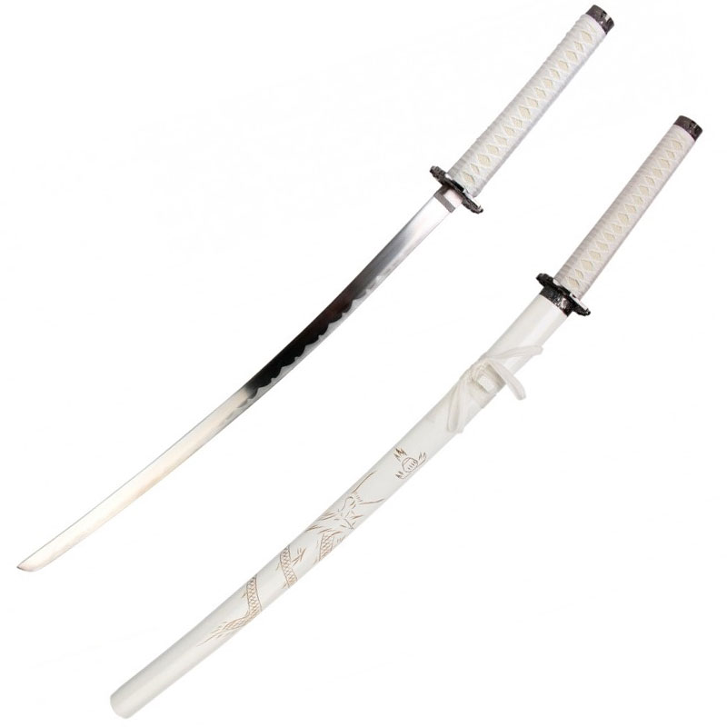 White Bushido Dragon Samurai Katana Sword - Tophatter's Guns'N'Weapons Store - FREE SHIPPING Collectible Weapons - Tophatter Daily Deals