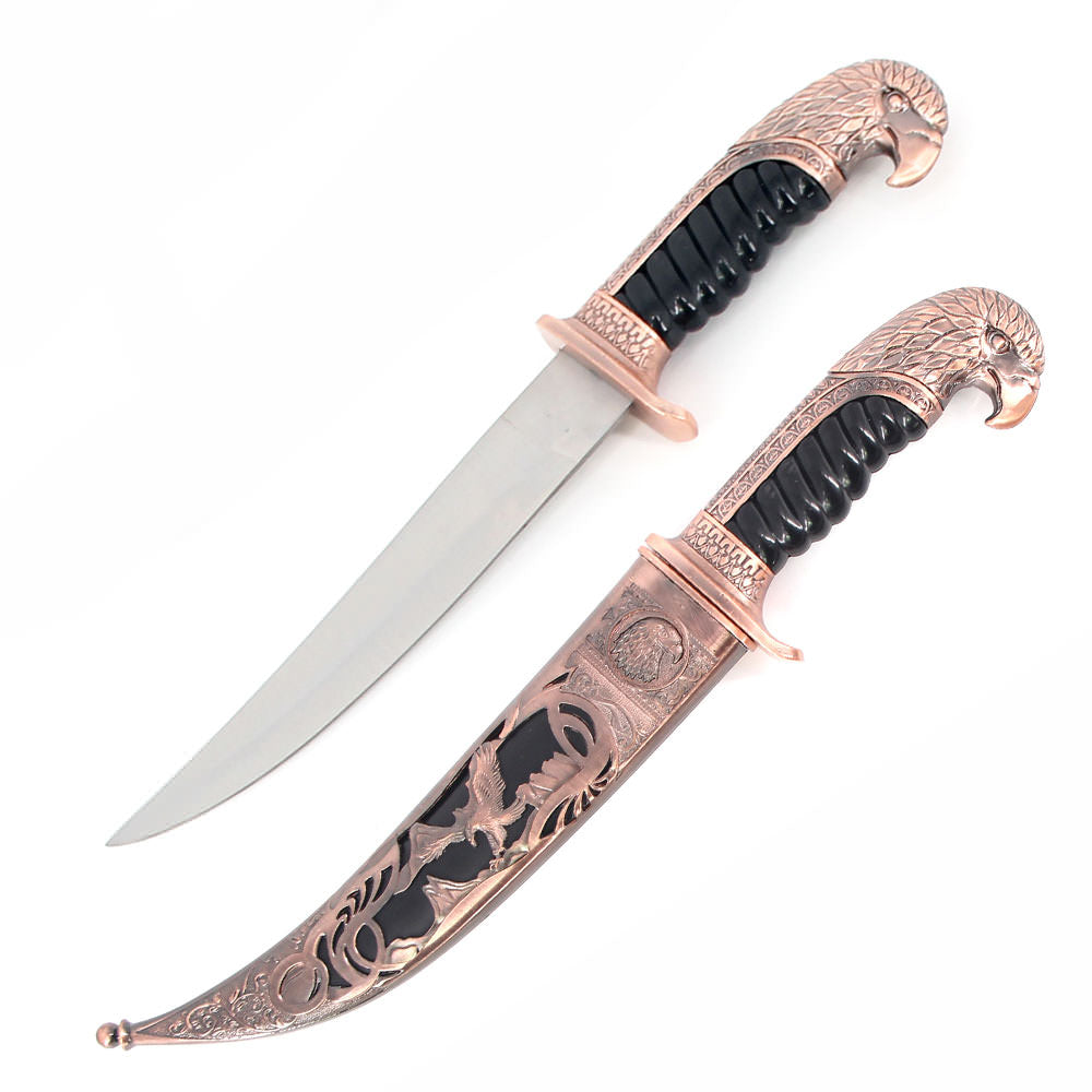 Bronze Eagle Dagger Fixed Blade Hunting Knife With Scabbard Collectors Collectible Weapons - Tophatter Daily Deals