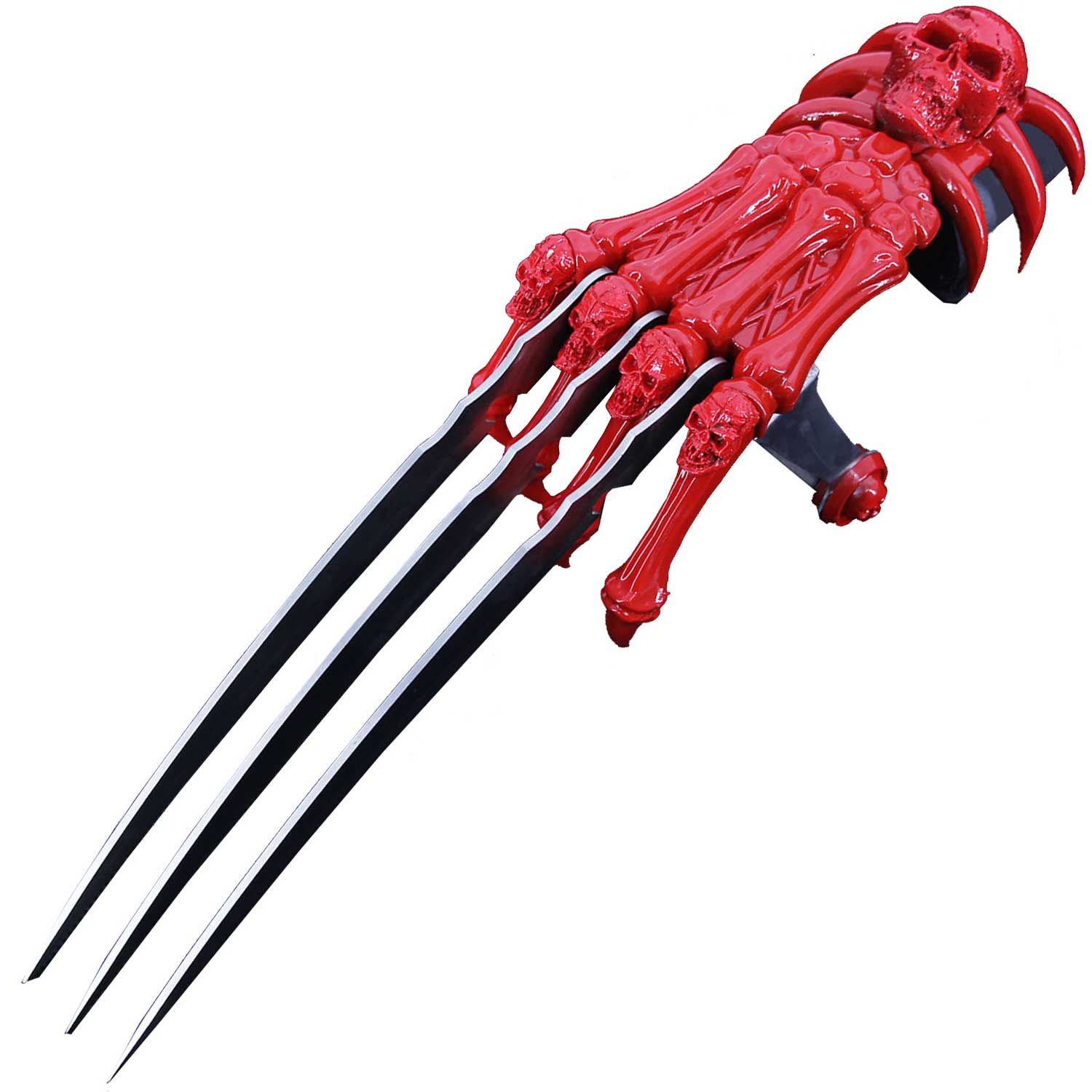 Red Skull & Bones Gauntlet Style Hand Claw Tri-Bladed Wolverine Knife - TOPHATTER'S ARMORY DEALS Collectible Weapons - Tophatter Daily Deals