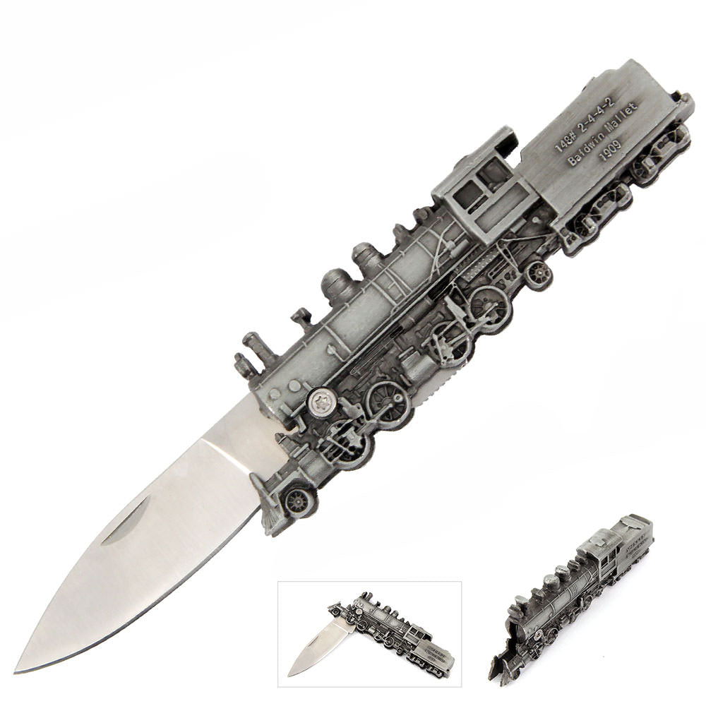 Baldwin Mallet Folding Knife Iron Horse Collectible Train Handle - Tophatter's Guns'N'Weapons Store - FREE SHIPPING Collectible Weapons - Tophatter Daily Deals