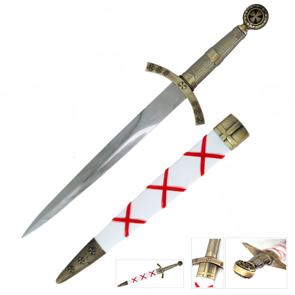 Antique Brass Finish Templar Dagger - Tophatter's Guns'N'Weapons Store Collectible Weapons - Tophatter Daily Deals