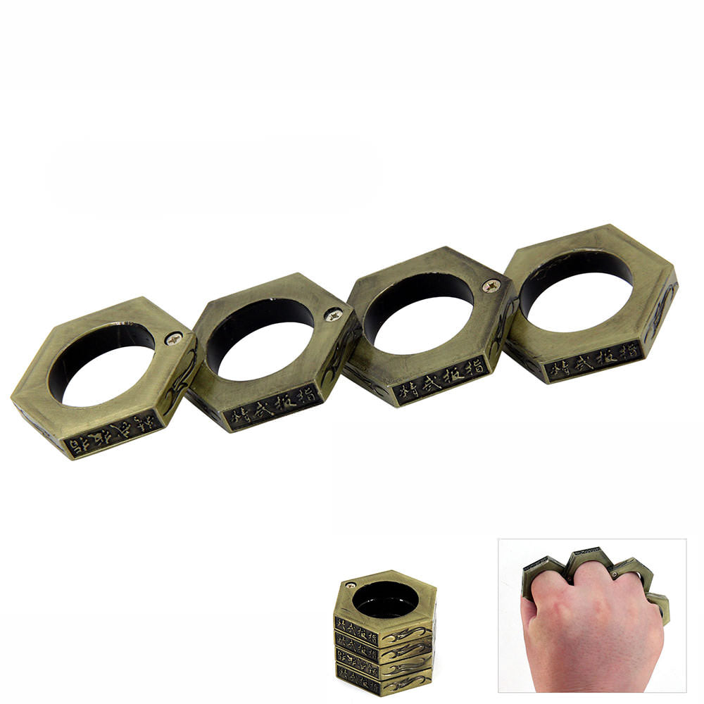 Hexagon Kung Fu Finger Magic Ring Self Defense Brass Knuckle Survival Tool Collectible Weapons - Tophatter Daily Deals