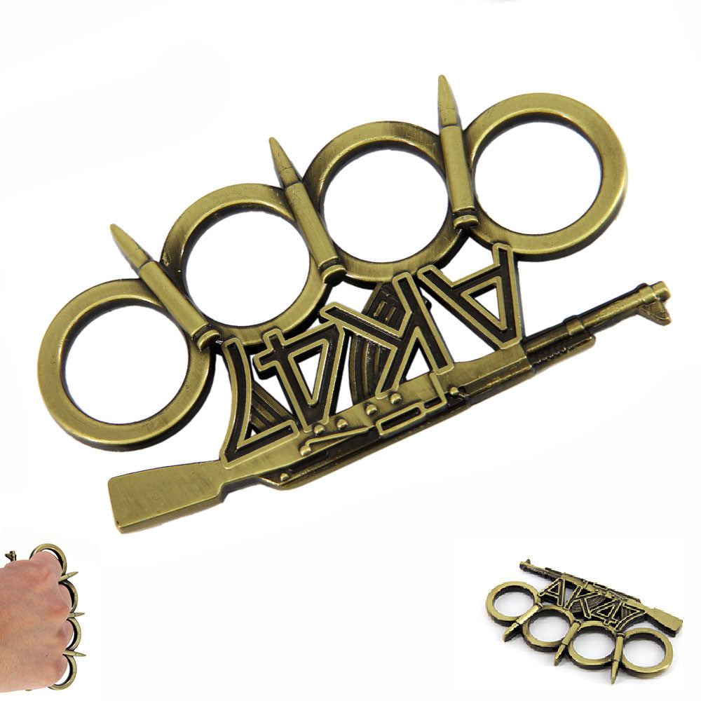AK-47 Rifle Bullet Spiked Brass Knuckle Paperweight Collectible Weapons - Tophatter Daily Deals
