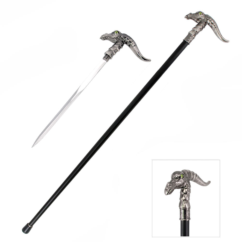 Green Eyed Dragon Gentleman's Walking Cane Sword Collectible Weapons - Tophatter Daily Deals