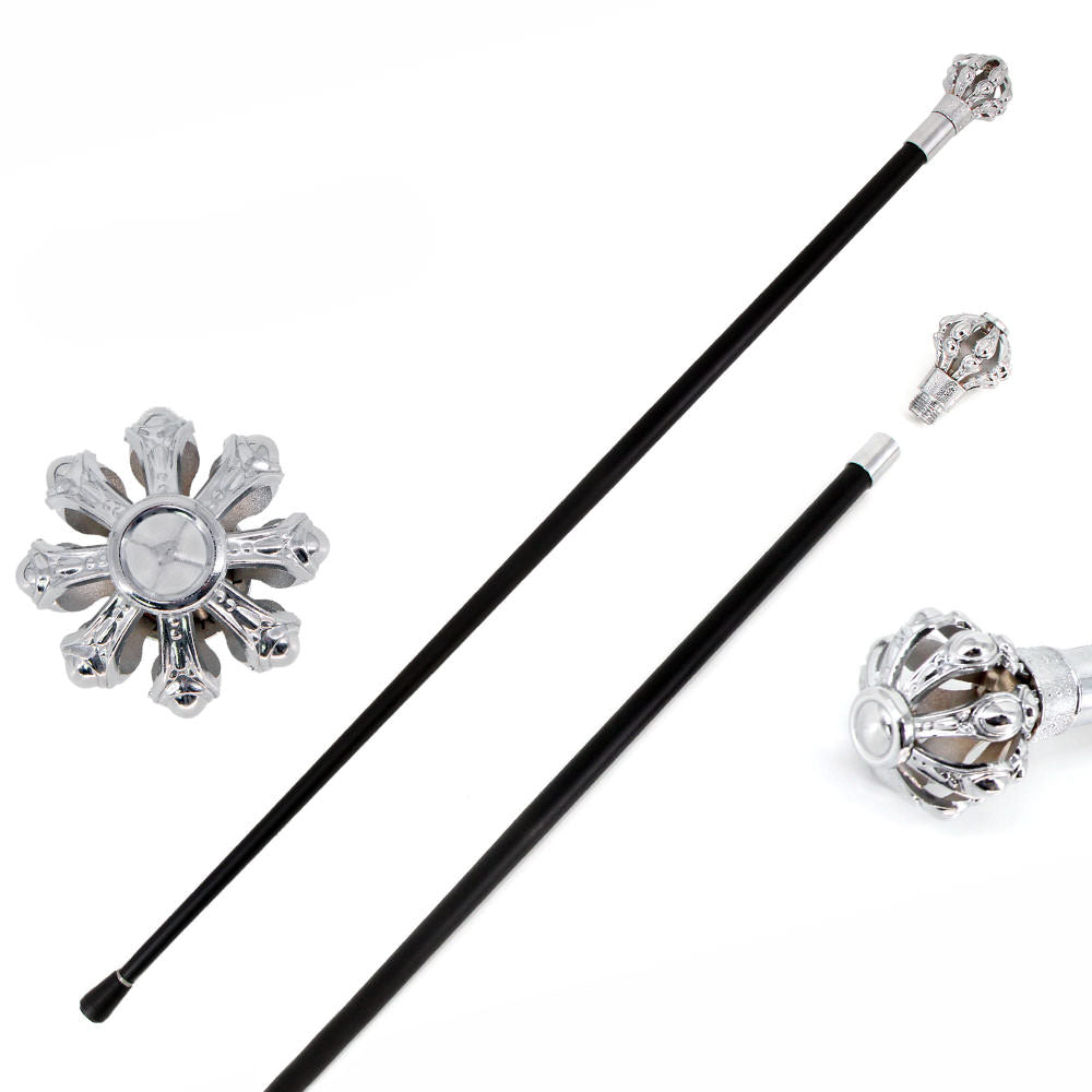 37 Inches Silver Crown Knob Gentleman's Walking Stick Collectible Weapons - Tophatter Daily Deals